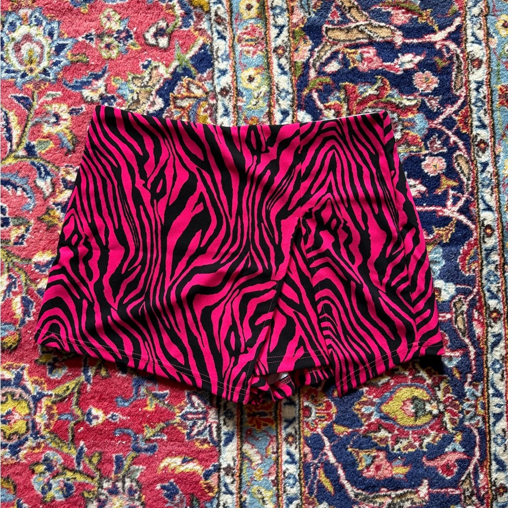 Pink Zebra Print Mini Skort